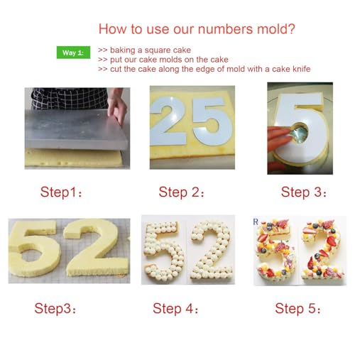YukaBa 12" Number Cake Mold - 0-9 Numbers Moulds For Fillings, Layered Cake, Wedding & Birthday