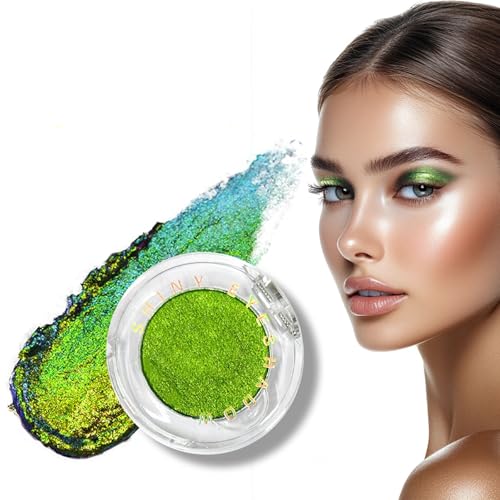 Lilbitty Chameleon Sombra de Ojos Brillante, Efecto Multicromo Altamente Pigmentado, Brillo Verde Bosque que Cambia de Color, Sombra de Ojos Duo-Cromo para un Maquillaje de Ojos Mágico, Tonos Verdes