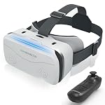 VR Headset for Smartphones 4.7-7 Inch with Bluetooth Controller, Aspheric HD Lens, Adjustable Focus & IPD, Ventilated Design