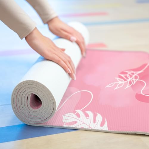 StreetStylezWear Floral Pink Yoga Mat, Non Slip Workout Mat for Women, Thick Fitness Mat, Pilates Floor Mat, Exercise Yoga
