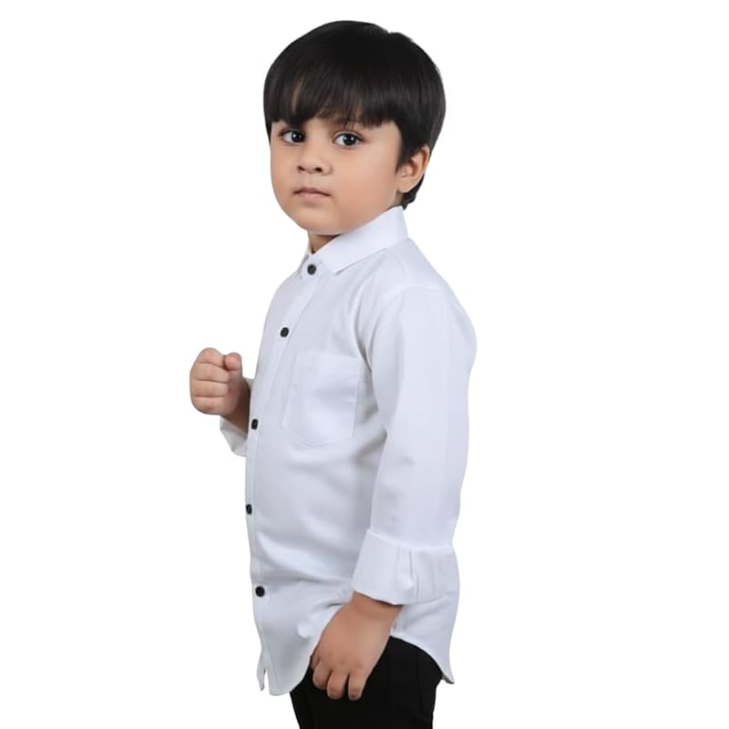 Image of Boys Cotton Blend Solid Full Sleeve Shirt with Spread Collar ? Casual Shirt for Kids