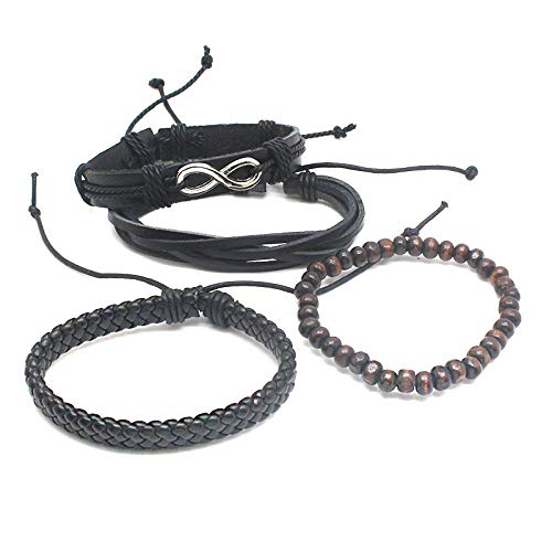 PULSEIRA DE COURO SIMBOLO INFINITO JOGO COM 4 PULSEIRAS I1597