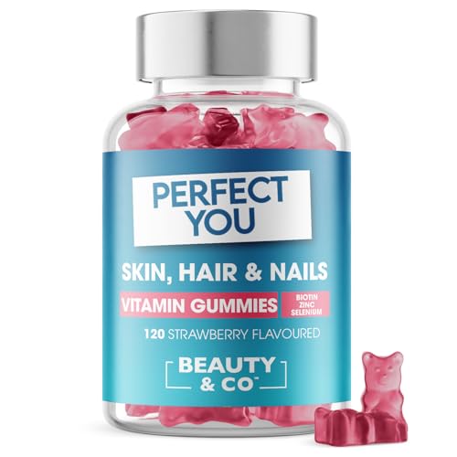 Perfect You Skin Hair and Nails Gummies - with Biotin Zinc & Selenium - Strawberry Flavoured Gummies (120 Count)