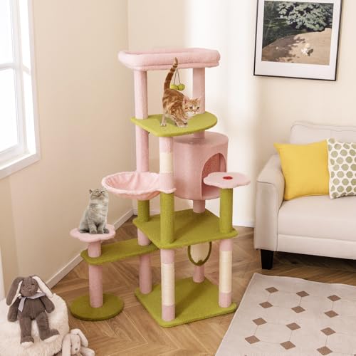Tangkula árbol para gatos con diseño floral rosa de 58 pulgadas miniatura 2