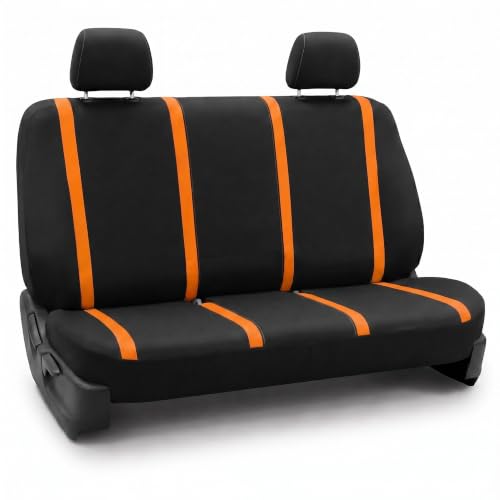 Image of FH Group Car Seat Covers Rear Set Cloth - Car Seat Covers with Removable Headrest,Universal Fit,Automotive SeatCovers,Washable Car SeatCover for SUV,Sedan,Van Orange