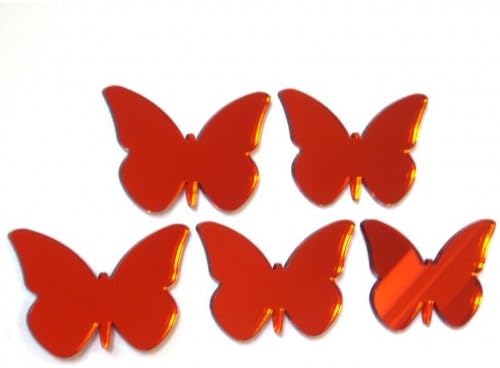 Super Cool Creations Pack of 10 x Red Butterfly Mirror - 4cm x 3cm