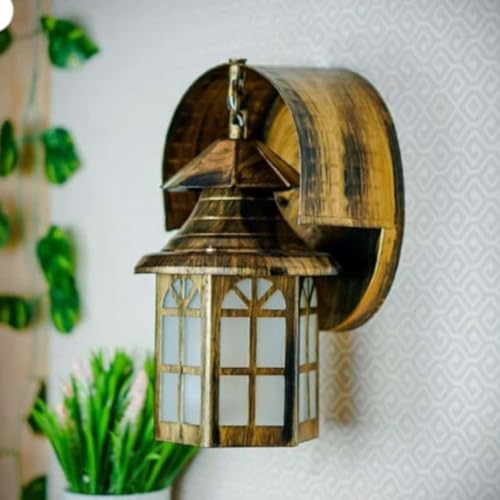Image of Modern Glass Wall Light | Vintage Brass Finish Wall Sconce | Warm Decorative Wall Lamp for Bedroom, Living Room, Hallway & Bedside
