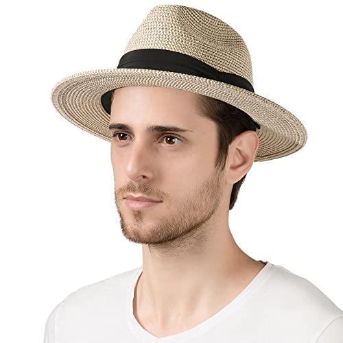 image for Lanzom Summer Beach Sun Hats for Men Foldable Floppy Travel Packable S