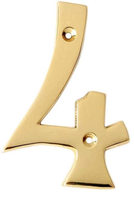 ESPLANADE Brass House Hotel Door Number 4 Inch - No 4 (Four)