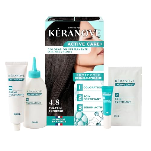 Coloration permanente châtain expresso sans ammoniaque pour couverture cheveux blancs Kéranove