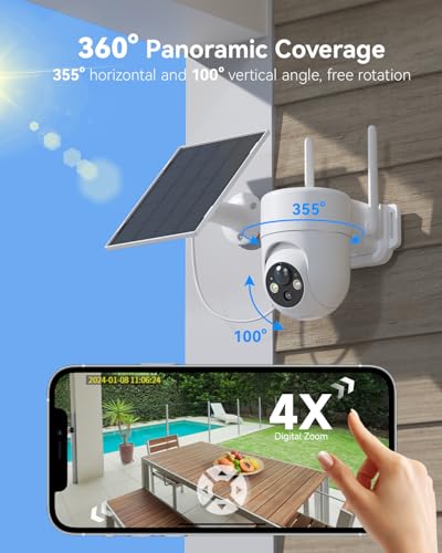 Image of LIWAN Security Camera Wireless Outdoor, 2.4G WiFi Solar Security Cameras for Home Security, Surveillance Camera Outside, Solar Powered, 2K Color Night Vision, PIR Detection, 2-Way Talk