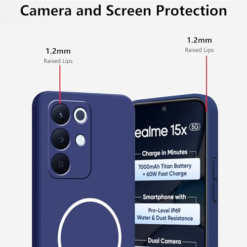 Image of Bintage Macc-Safe Print Rubber Candy TPU Cloth in-Side | Full Protect Matte Finish Soft Back Cover Case Compatible for Realme RMX5250 / Realme 15x - Blue