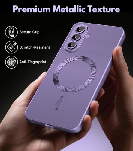 Image of DIZORO Samsung A57 Case, Compatible with Mag Safe Back Cover, Matte Luxury Metallic Luster Flexible TPU Wireless Charging Shockproof Case with Camera Protector (Metallic Silver)