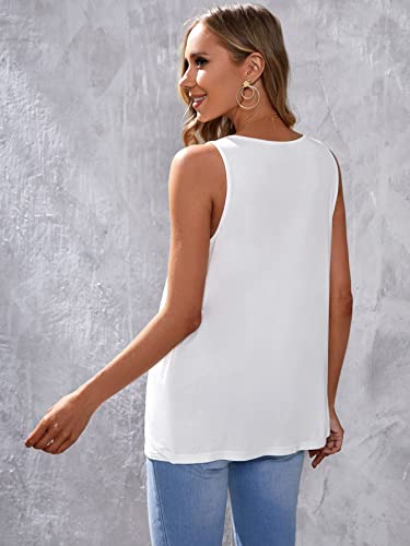 Oyoangle Women's Maternity Scoop Neck Sleeveless Wrap Nursing Breastfeeding Tank Top White L #TOP1