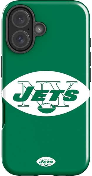 Skinit Impact Phone Case Compatible with iPhone 16 - Officially Licensed NFL New York Jets Black & White Design