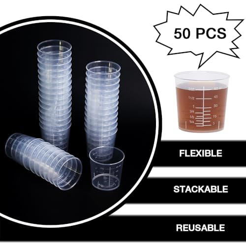 Pack de 50 vasos plásticos medidores de 2 oz miniatura 5