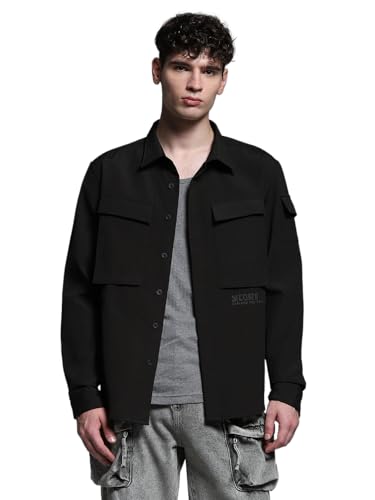 Image of Jack & Jones Men Polyester Opaque Regular Fit Casual Shacket Shirt