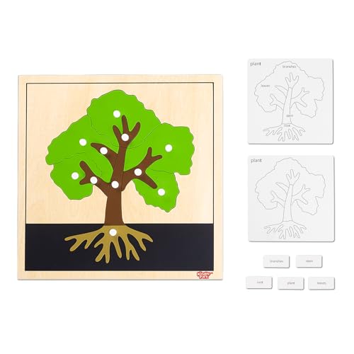 Image of Montessori Tree Puzzle for 3+ Years Old, Wooden Peg Puzzles with Knobs & Practice Cards, Shape Sorter Puzzle Preschool Learning Resources, Fine Moter Toys for Montessori Classroom