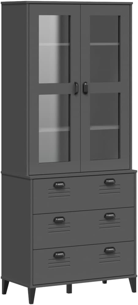 vidaXL VIKEN Sideboard Anthracite Grey 80x40x190cm Solid Pine Wood, 3207152