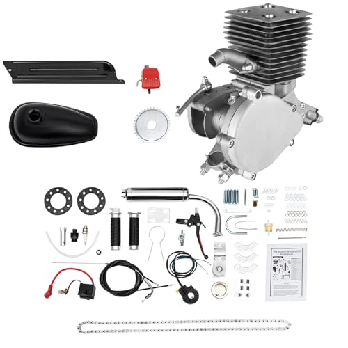 AKSDSGA 100CC Bicycle Engine Kit 2 Stroke Air Cooling Gas Motor Bike Kit w/CDI System 44 Teeth Motorized Bike Engine Motor Conversion Kit for 26 or 28 Bicycles
