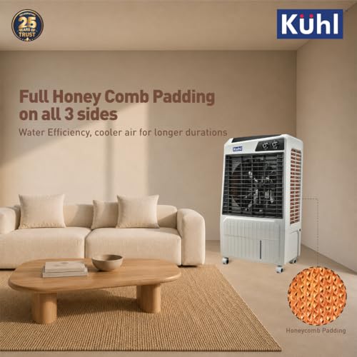Image of KUHL Brizo DC-105-16 Portable Desert Air Cooler|200W| 105L Capacity| 16 inch Blades| Honeycomb Cooling Pads for long-lasting Cooling| Powerful Air Delivery| 1350 RPM | 32ft Air Throw| Inverter Compatible