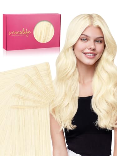 WENNALIFE Genius Tape in Hair Extensions Human Hair, Invisible Tape in