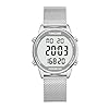 TIMEURE Women's Step Counter Watch with Stainless Steel Bracelet, Stylish Design, No App, No Charging Needed for Step, Calorie, Distance Tracking, Alarm, Countdown Timer，TU-2401 (SR), Silver
