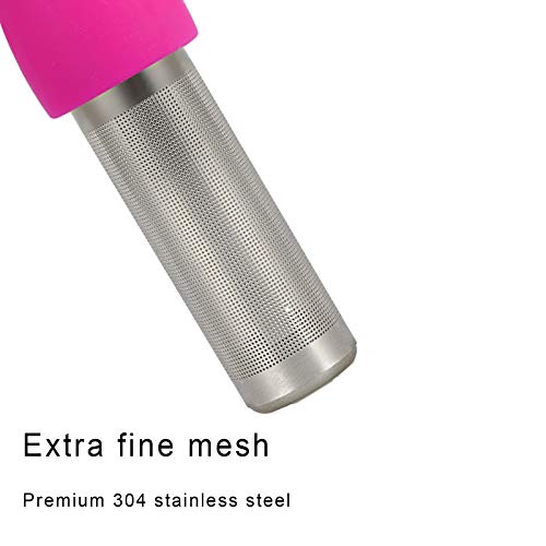 Tea Infuser For Loose Tea Cute Tea Strainer For Women Stainless Steel Tea Steeper With Fine Mesh, Tea Filter With Silicone Lid, Rose Red #TOP4