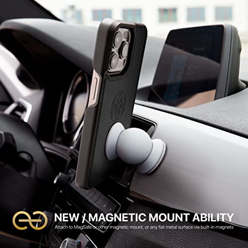 Image of dreem Fibonacci Compatible with iPhone 14 Pro Max Wallet case / 2-in-1 Shockproof case and Detachable Vegan Leather Folio, MagSafe Compatible, RFID Protection [Black]