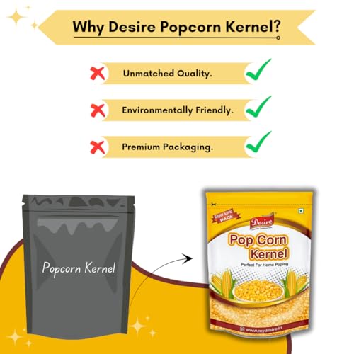 Image of Desire Popcorn Kernel Seeds, 4kg | Jumbo Size Imported Makkai Popcorn Kernels | High Expansion, Perfect for Homemade Popcorn
