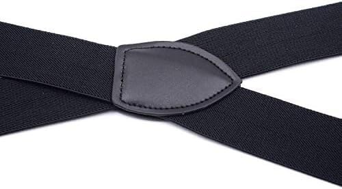 Tirantes para hombre, Elástico jacquard hombre adulto negro 4 clips X Stylish