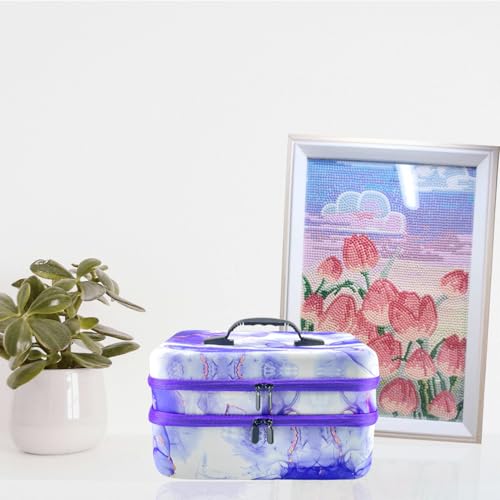 Image of 240 Slot Diamond Art Storage Box | Purple Bead Organizer Case with Drill Tools, Portable Craft Box, For 5D DIY Art Kits