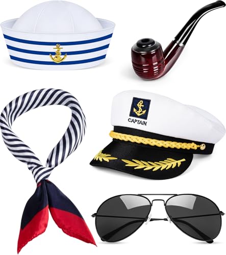 XUECHEN Sailor Hat for Adults Captain Hat Costume Accessory for Men and Women Ideal for Halloween Cosplay Yacht Parties (exquisite)