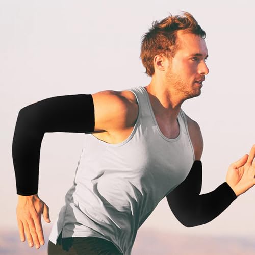 Image of YARIEW Black Arm Sleeves for Men, 6Pcs Sleeves to Cover Arms Sun Protection Sleeve Covers for Men and Women (Set 12)
