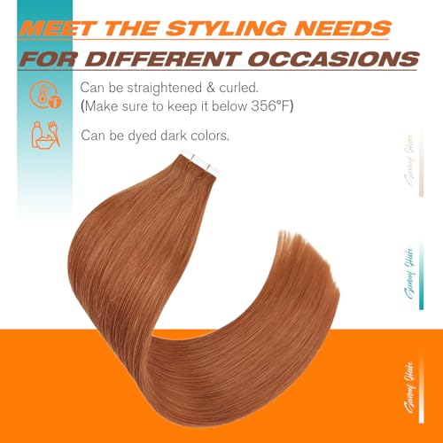 Image of Sunny Hair Tape in Hair Extensions Human Hair Copper Orange