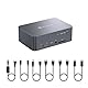 AV Access Docking Station KVM Switch Dual Monitor für Laptop & Desktop - USB-C-Ladung, Vollaluminium, KVM-Switcher für 2 PCs mit Ethernet, EDID, 4K@60Hz/2K@144Hz/1080P@240Hz, 3xUSB 3.0, Netzteil