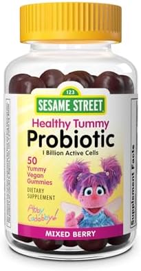 Webber Naturals Sesame Street Healthy Tummy Probiotics for Kids, 1 Billion Active Cells per Gummy, 50 Gummies, for Digestive Health, Free of Gluten, Dairy, Peanut & Gelatin, Vegan