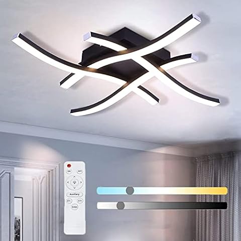 Dimmable LED Ceiling Light Elegant Curved Design Ceiling Lights 4 Built-in LED Boards 24W LED Ceiling Lamp Color Temprature and Brightness Adjustable with Remote Control Suitable for Bedroom Kitchen Cover