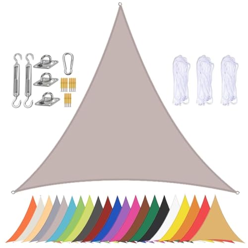 Voile d'ombrage triangulaire kaki en tissu imperméable durable