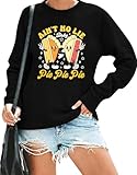 Thanksgiving Sweatshirt Women's Funny Pumpkin Pies Graphic Shirt Fall Thankful Casual Long Sleeve Pullover Tops Black