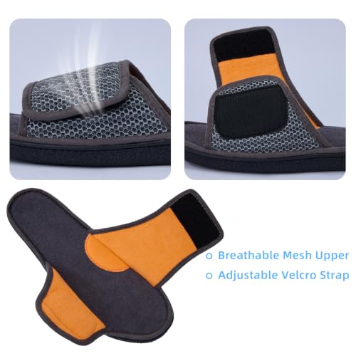 Image of Men's Adjustable House Slippers, Mesh Open Toe Breathable Indoor Slip on
