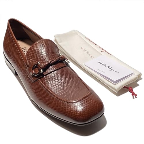 Gancini Brown Pebbled Leather Pago Men's Dress Strap Loafers (Salvatore3