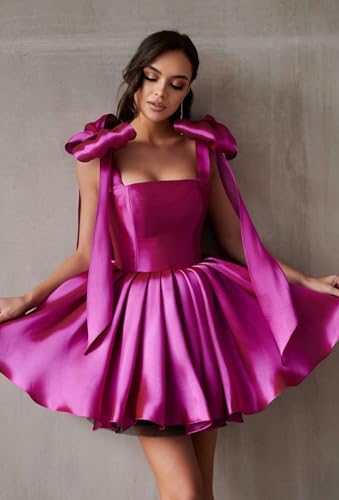 Satin Short Homecoming Dresses Pleated Off The Shoulder Puffy Mini Dresses Sequins Backless Cocktail Dress4