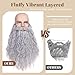 FantaLook 45cm Long Fake Beard Costume for Halloween Wizard Cosplay Realistic Fake Mustache and Beard Accessories for Adults (Gray)