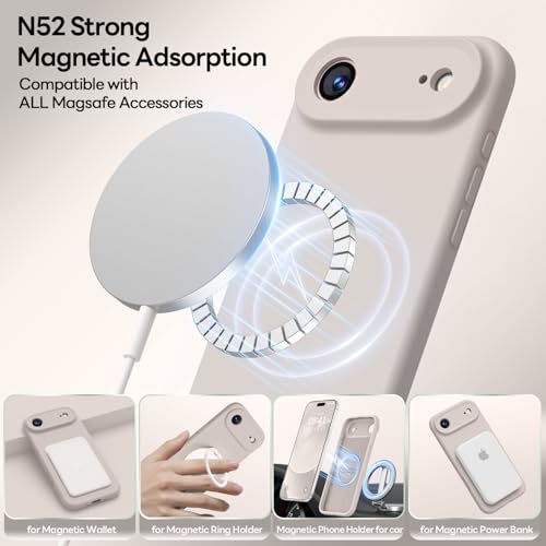 Image of LOVE 3000 Designed for iPhone Air Case, Premium Silicone [Compatible with Magsafe][Soft Anti-Scratch Microfiber Lining] Shockproof Protective Phone Case for Men Women 6.5 inch, Stone