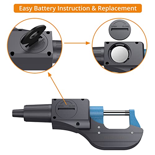 Neoteck Digitaler Mikrometer Mikromessschieber Bügelmessschraube elektronisch 0-25 mm mit LCD-Display Micrometer 0,001 mm / 0,00005