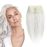 Meiverah scar human hair replacement Accidental burns without hair for men women Hairline Loss Straight Tape in Replacement Toupee (95% Grey, 1.57