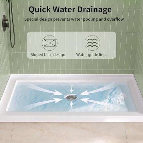 Image of DeerValley 54 inchL x 32 inchW Center Drain Shower Base in White