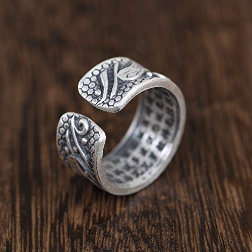 Bague Heart Sutra S925 ajustable résolvant les problèmes de taille de doigt - 3