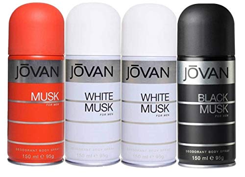 Image of Jovan Combo Deodorant Musk + White Musk + Black Musk For Men- Pack Of 4 (150ml Each)
